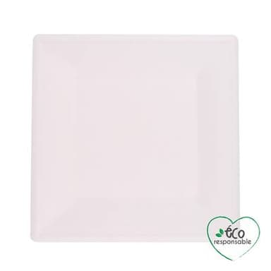 Homea Assiette carre en canne a sucre 20cm blanc, 12 assiettes