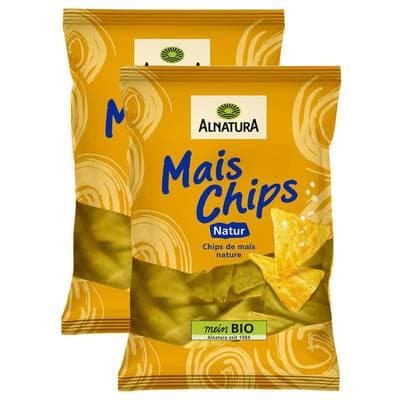 Alnatura Chips de maïs Tortilla nature bio, Lot de 2x125g