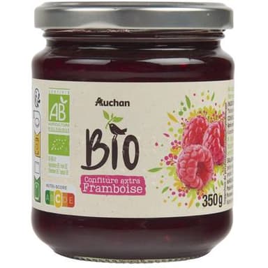 Auchan Bio Confiture extra framboise bio, 350g