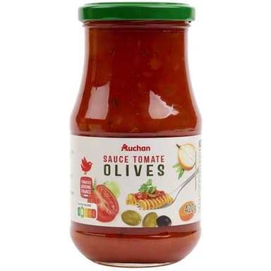 Auchan Sauce tomate aux olives en bocal, 420g