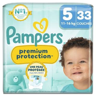 Pampers Premium protection Couches Bébés Premium Protection 11-16kg T5, 33 couches