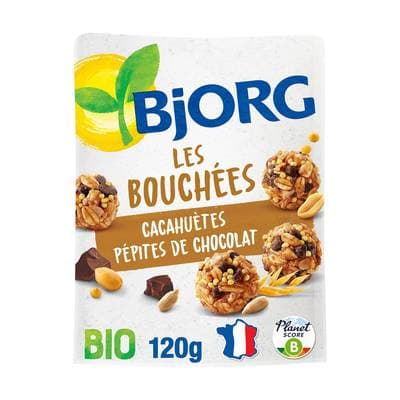 Bjorg Bouchées Céréales Cacahuètes Chocolat Bio, 120g