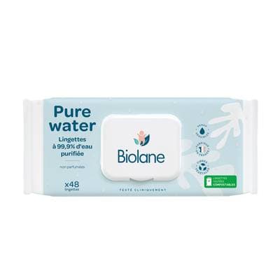 Biolane Lingettes Pure Water, 48 lingettes