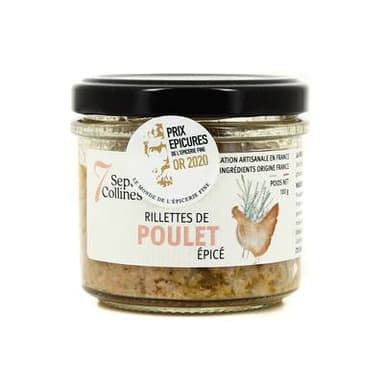Sept Collines Rillettes de poulet épicé  - Conserverie Artisanale, 100g