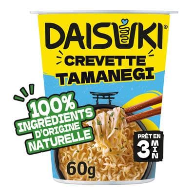 Daisuki Nouilles Instantanées saveur crevette Tamanegi Ramen en cup, 60g