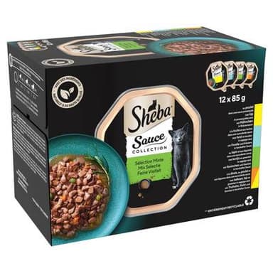 Sheba Barquettes en Sauce Collection Mixte 4 variétés pour chat, 12x85g