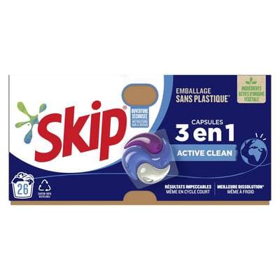Skip Lessive Capsule 3 en 1 Active Clean, 26 capsules