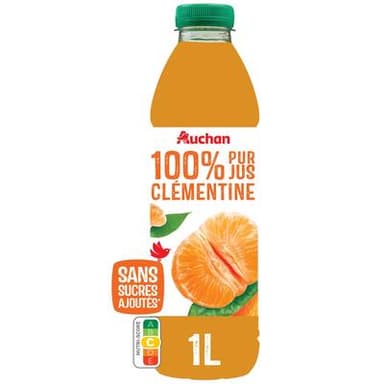 Auchan Pur jus de clémentine sans sucres ajoutés, 1L