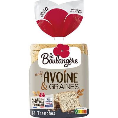 La Boulangère Pain de mie avoine et graines, 14 tranches - 500g