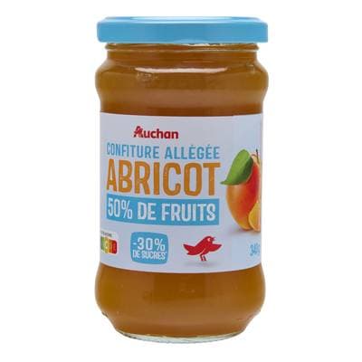 Auchan Confiture d'abricot allégée en sucre, 340g
