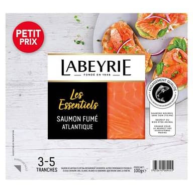 Labeyrie Saumon Fumé Atlantique Les Essentiels, 3-5 tranches - 100g