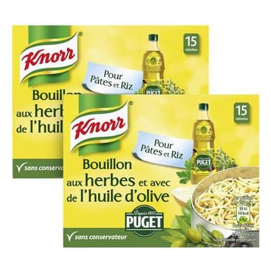 Knorr Bouillon Cube aux herbes et huile d'olive Puget - 15 Cubes, Lot de 2 - 15x11g