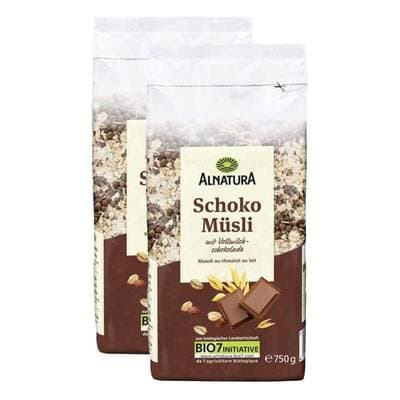 Alnatura Muesli au chocolat bio, Lot de 2x750g