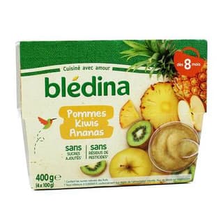Blédina Pommes, Kiwis, Ananas Coupelle Bébé Dès 8 mois, 4x100g