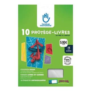Handicap International Protège-livres Kit Plio + 10 étiquettes adhésives, 10  pièces