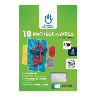 Handicap International Protège-livres Kit Plio + 10 étiquettes adhésives, 10  pièces