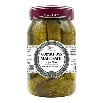 Raoul Gey Cornichons Malossol Aigre-Doux, 490g