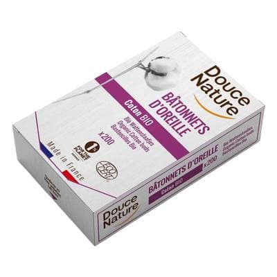 Douce Nature Cotons-tiges bio Ecocert, bâtonnets en papier, 200 cotons-tiges