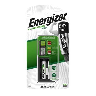 Energizer Mini Chargeur pour piles + 2 piles rechargeables HR03 / AAA 700 mAh
