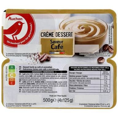 Auchan Crème dessert café, 4x125g