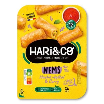 HARI&CO Nems Haché Végétal et Curry, Sauce Aigre Douce, 140g