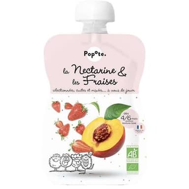 Popote Nectarine Fraise Bio Gourde Bébé Dès 4/6 mois, 120g
