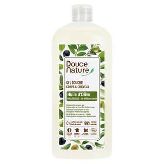 Douce Nature Gel Douche Huile d'Olive Cosmébio Corps et cheveux, 1L
