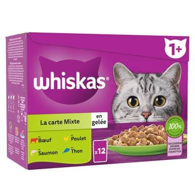 Whiskas Sachet en Gelée Carte Mixte pour Chat Adulte, 12x85g