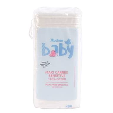 COSMIA BABY Maxi carrés coton sensitive 100% coton, 80 cotons