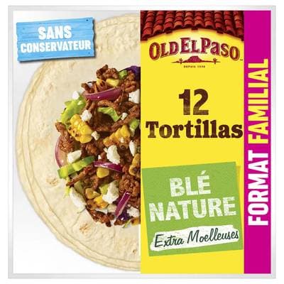 Old el Paso 12 Galettes Tortillas de Blé Nature Format Familial, 489g