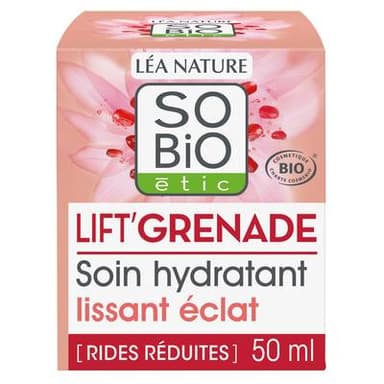 SO'BIO ETIC Soin hydratant lissant éclat, Lift'Grenade, 50ml