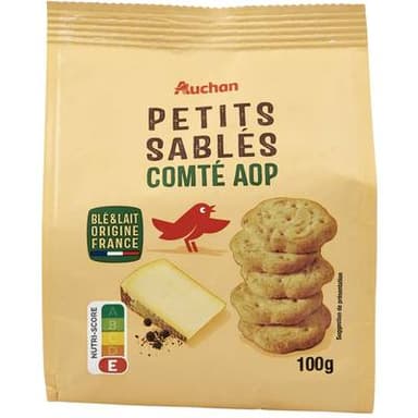 Auchan Petits sablés saveur comté AOP, 100g