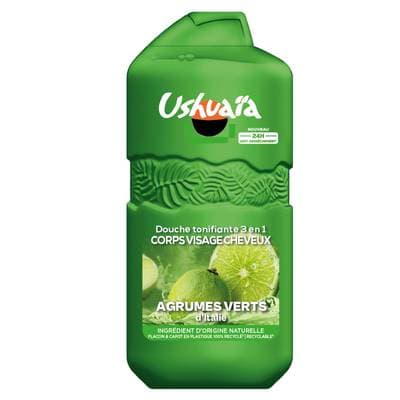 Ushuaïa Douche tonifiante 3en1 corps visage cheveux aux agrumes verts d'Italie, 280ml