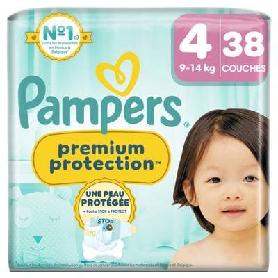 Pampers Premium protection Couches Bébés Premium Protection 9-14kg T4, 38 couches