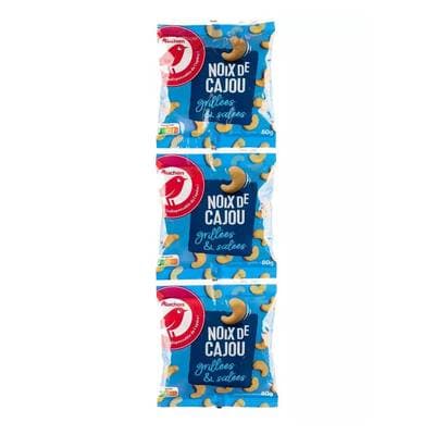 Auchan Noix de cajou grillées et salées, 3x80g