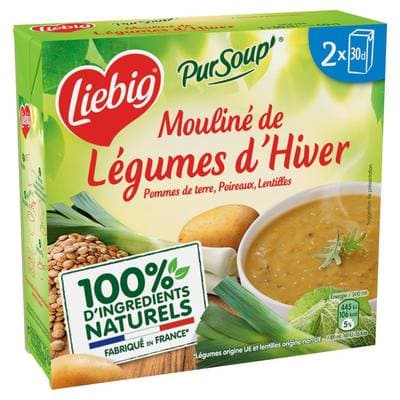 Liebig Soupe Mouliné de Légumes d'Hiver- Pommes de terre, Poireaux, Lentilles, 2x30cl
