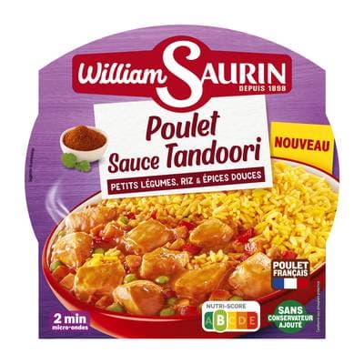 William Saurin Poulet sauce tandoori Petits légumes, riz & épices douces en barquette individuelle micro-ondable, 300g