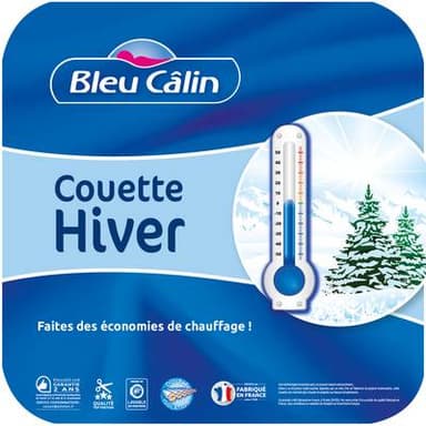 Bleu calin Couette microfibre hiver  2 x 250 g/m², 220 x 240 cm