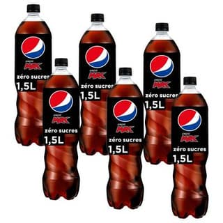 Pepsi Soda cola zéro sucres, Lot de 6x1,5L