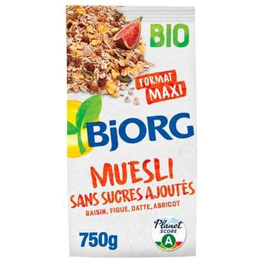 Bjorg Muesli Raisin Figue Abricot Sans Sucre Ajoutés Bio, 750g