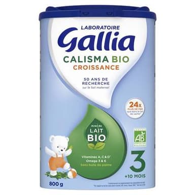 Laboratoire Gallia Lait de Croissance Calisma Bio 3ème âge en Poudre Bébé Dès 10 Mois, 800g