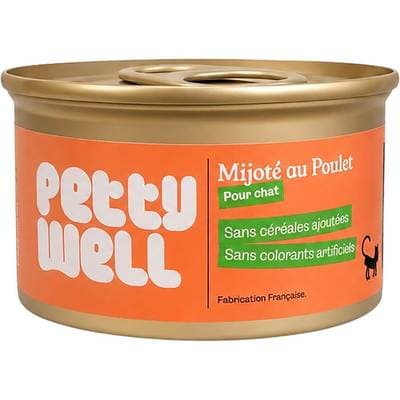Petty Well Boîte Pâtée Poulet Dinde sans céréale pour Chat, 85g