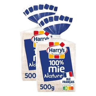 Harrys Pain de Mie Nature Grande Tranche 100% Mie Sans Croûte, Lot de 2 - 12 tranches soit 500g