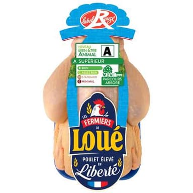 Loué Poulet Blanc Entier Fermier Label Rouge Prêt à Cuire, 1,25kg