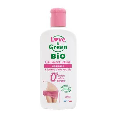 Love & Green Gel lavant intime apaisant à l'extrait d'aloe vera bio, 200ml