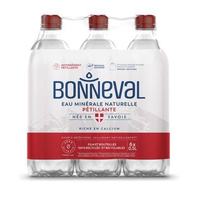 Bonneval Eau minérale gazeuse naturelle, 6x50cl