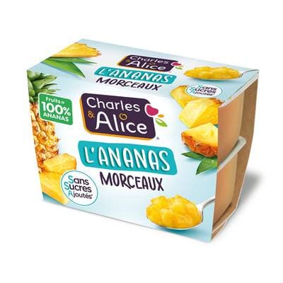 Charles et Alice Ananas morceaux sans sucre ajouté, 440g