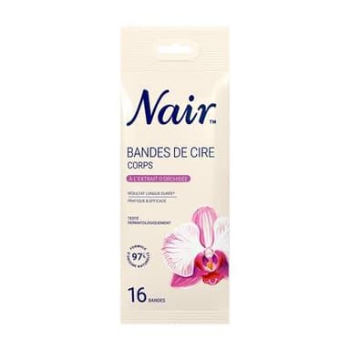 Nair Bandes de cire Froide Corps Jambes Peau Sensible Extrait d'Orchidée, 16 bandes