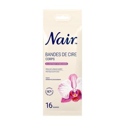 Nair Bandes de cire Froide Corps Jambes Peau Sensible Extrait d'Orchidée, 16 bandes