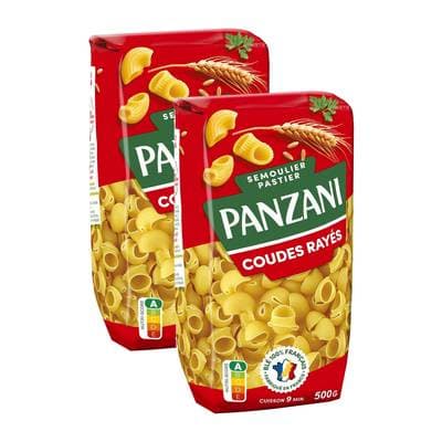 Panzani Pâtes Coudes rayés, Lot de 2x500g